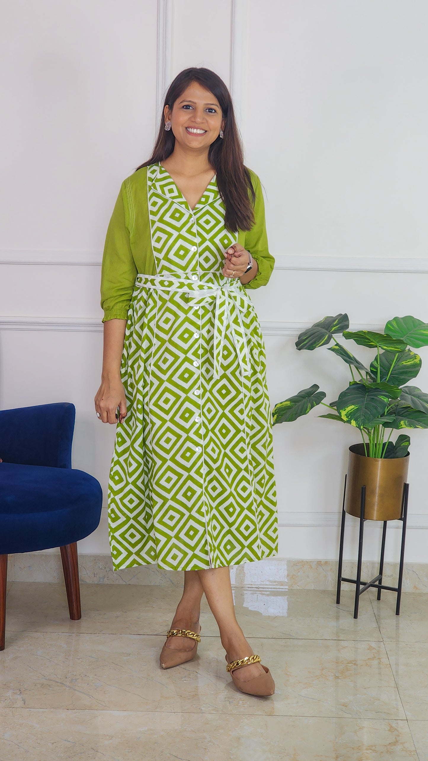 Green Geometrical print Tunic