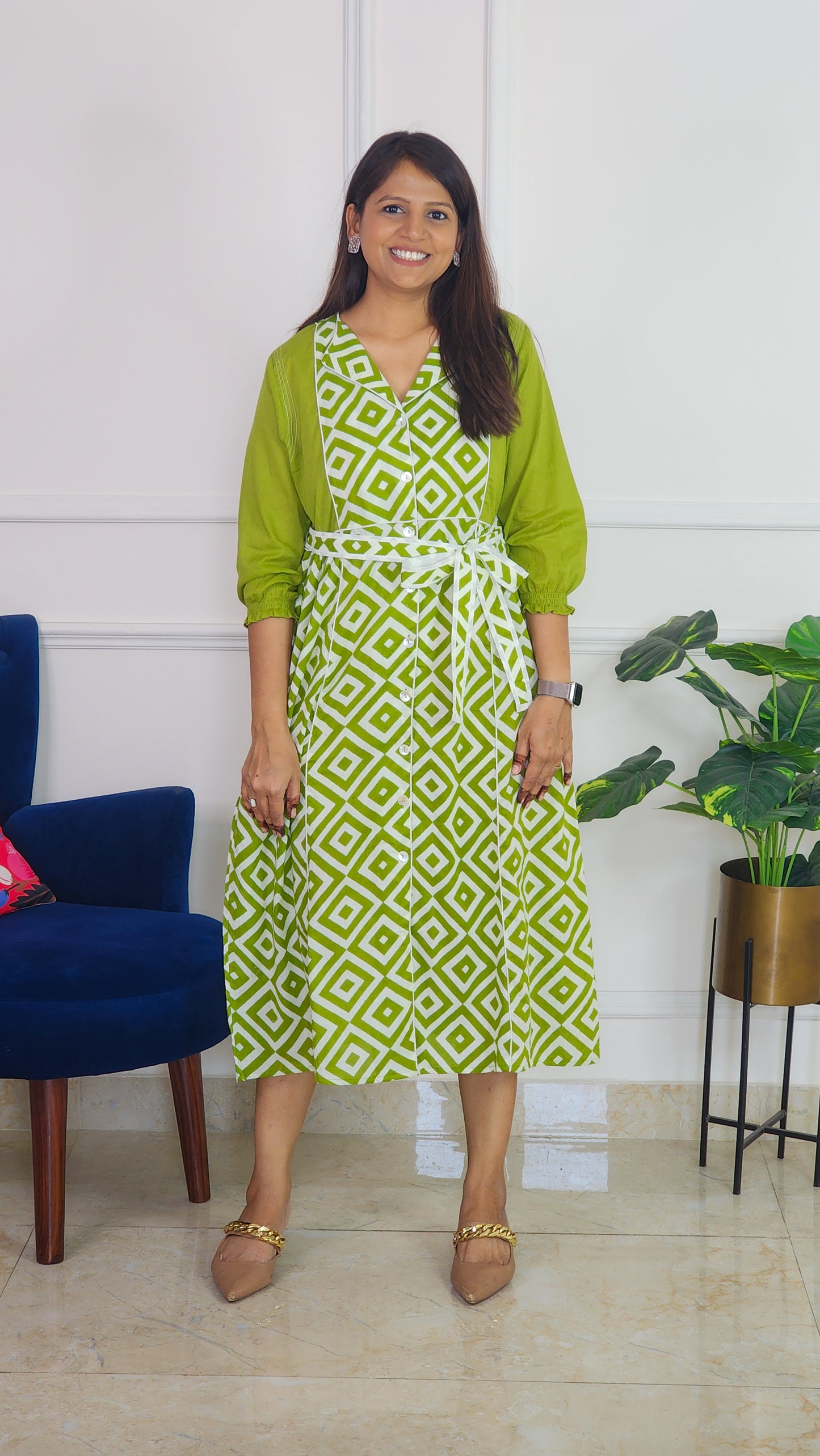 Green Geometrical print Tunic