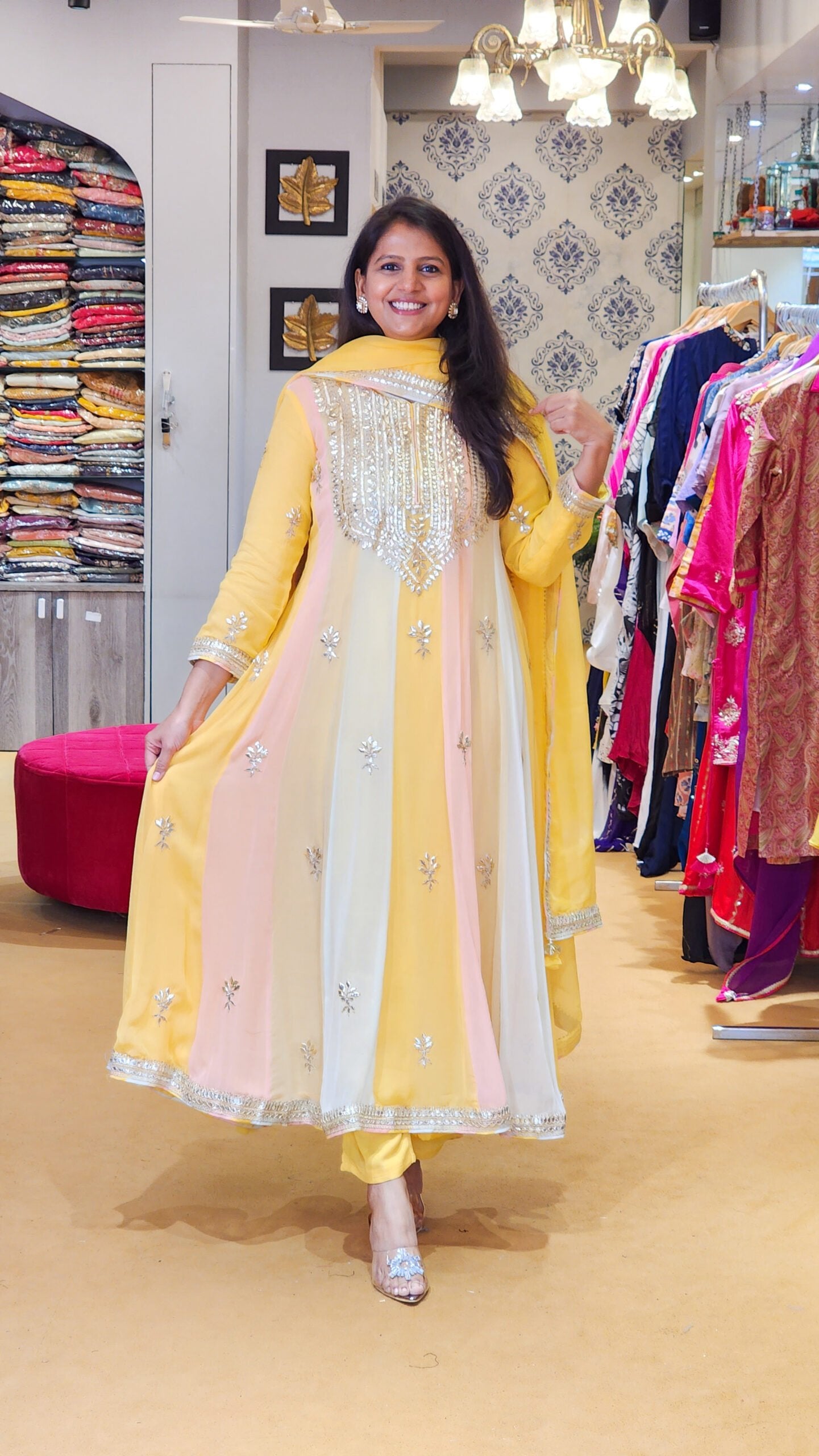 Basant ~ Yellow Multi Gota Patti Anarkali Suit