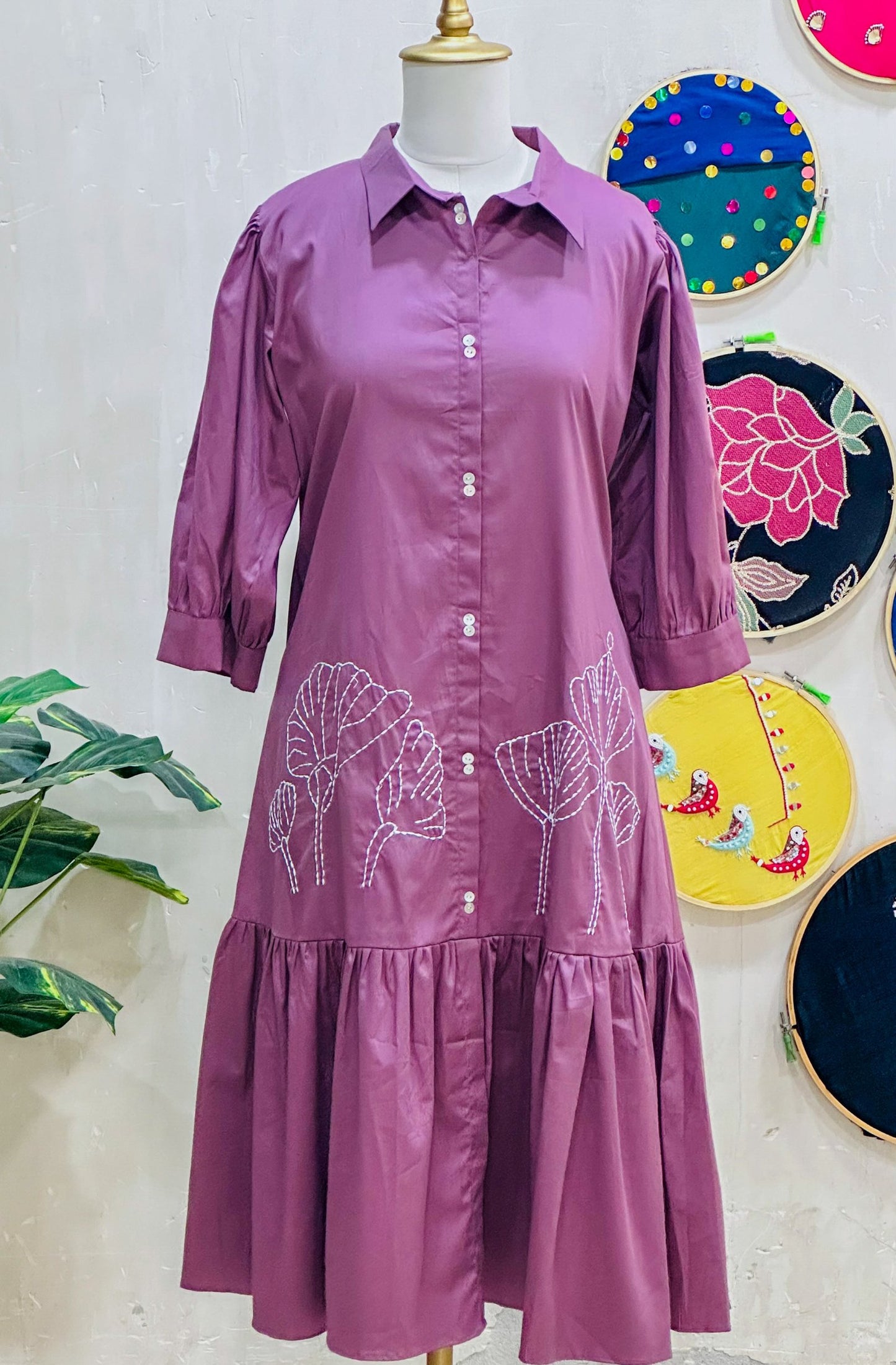 Mauve Tulip Embroidery Tunic