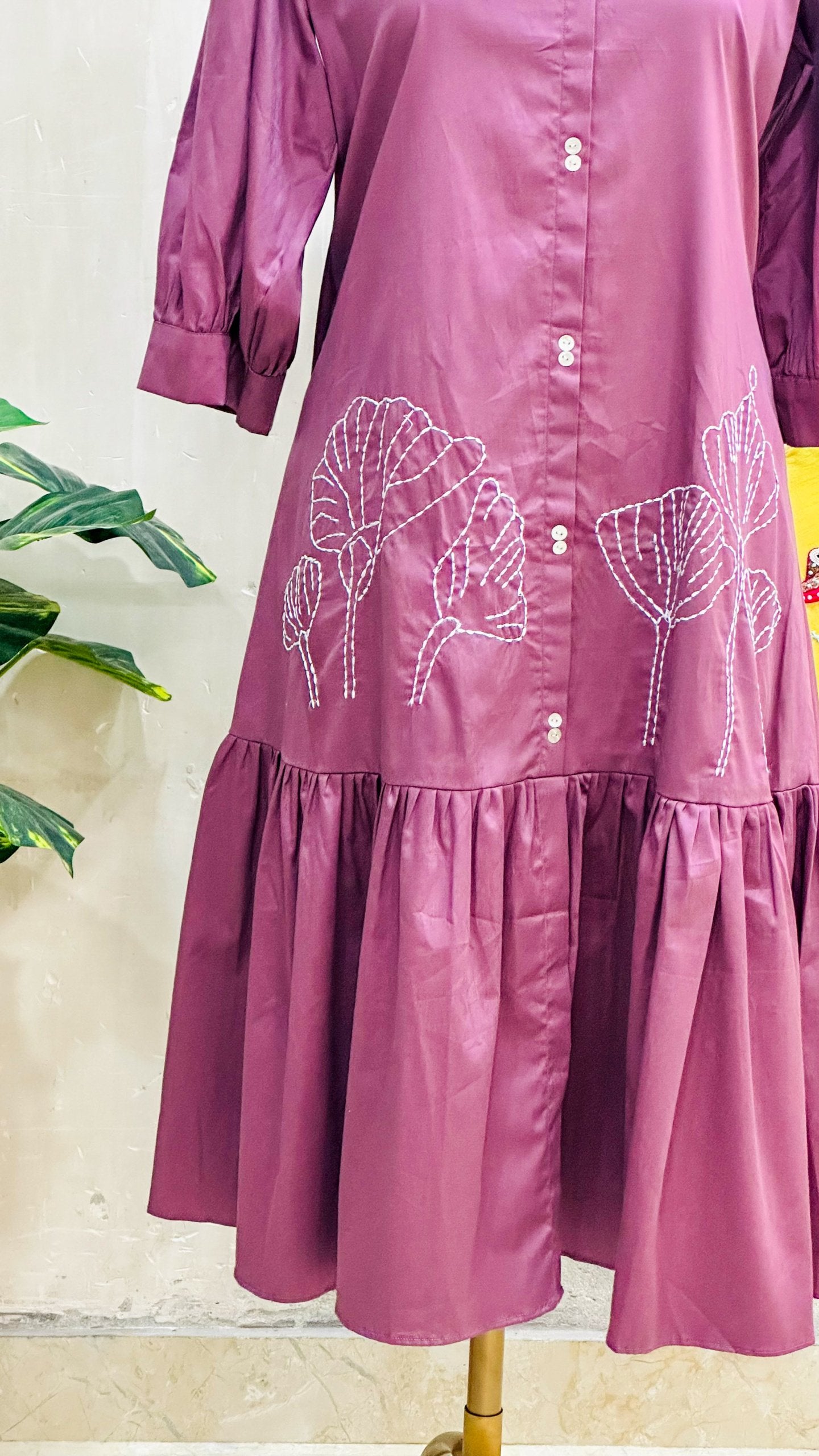 Mauve Tulip Embroidery Tunic