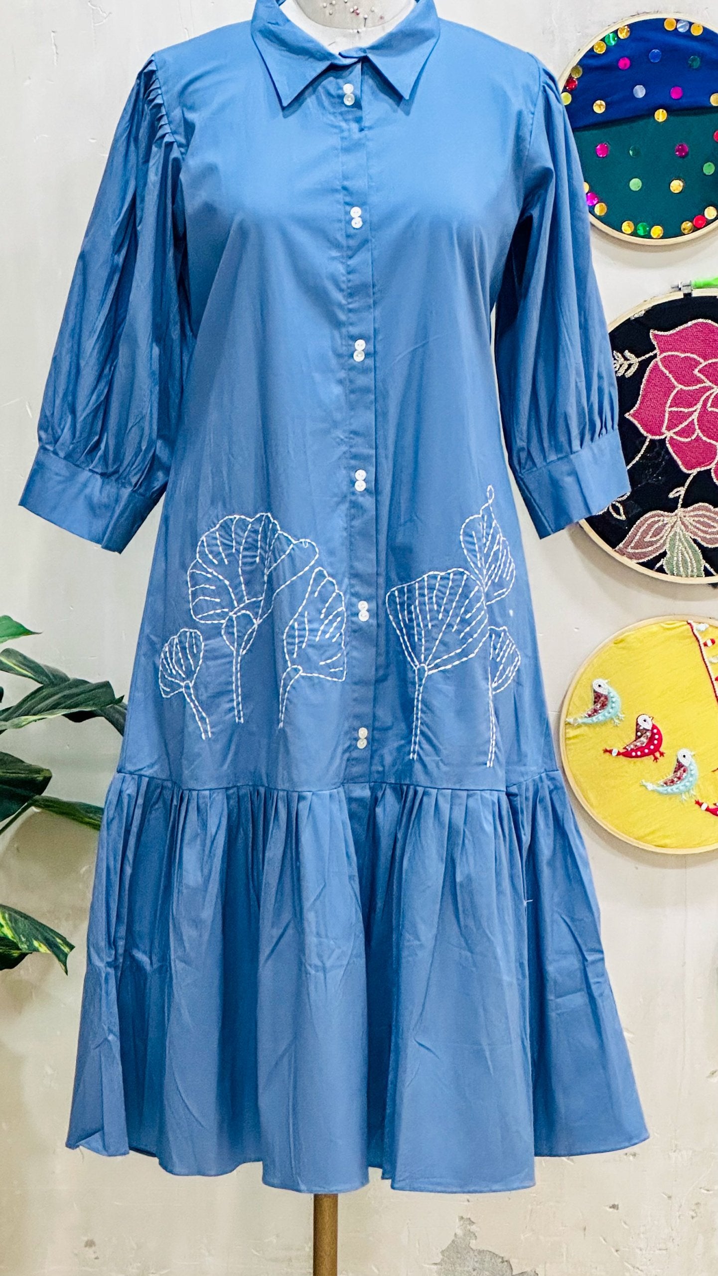 Blue Tulip Embroidery Tunic