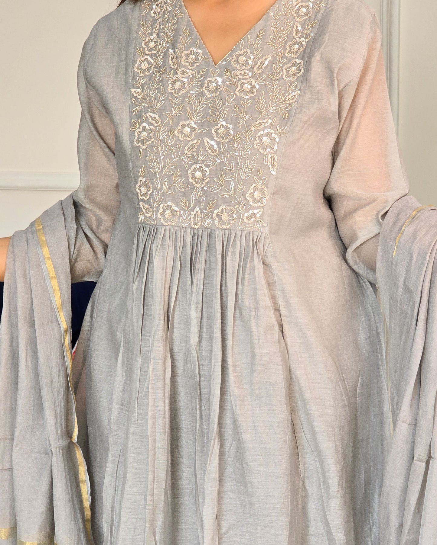 Grey Jalsa Suit Set - View 5 - PinkTree by Shrutika