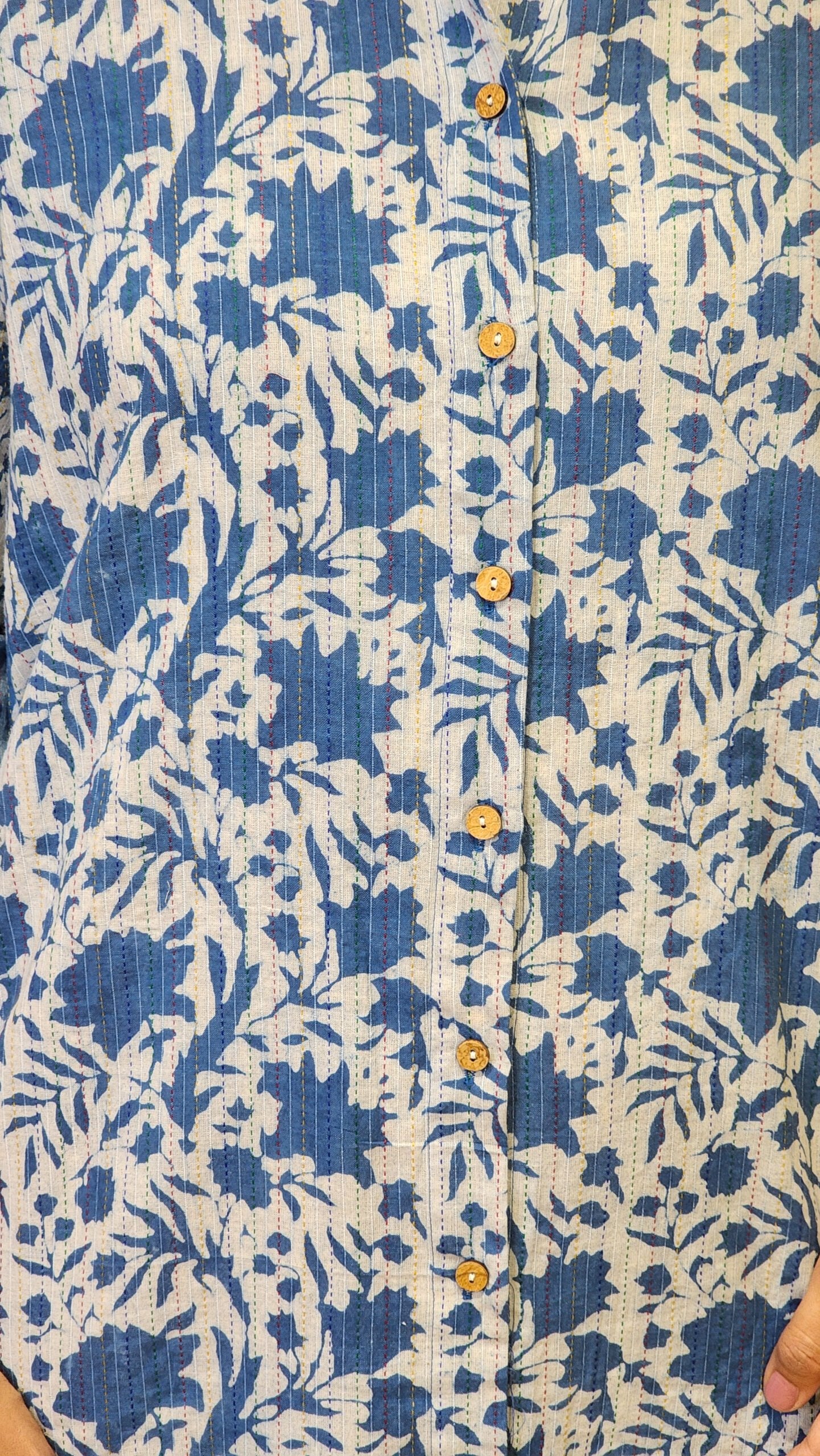 Blue Kantha Hand Block Cotton Co Ord Set