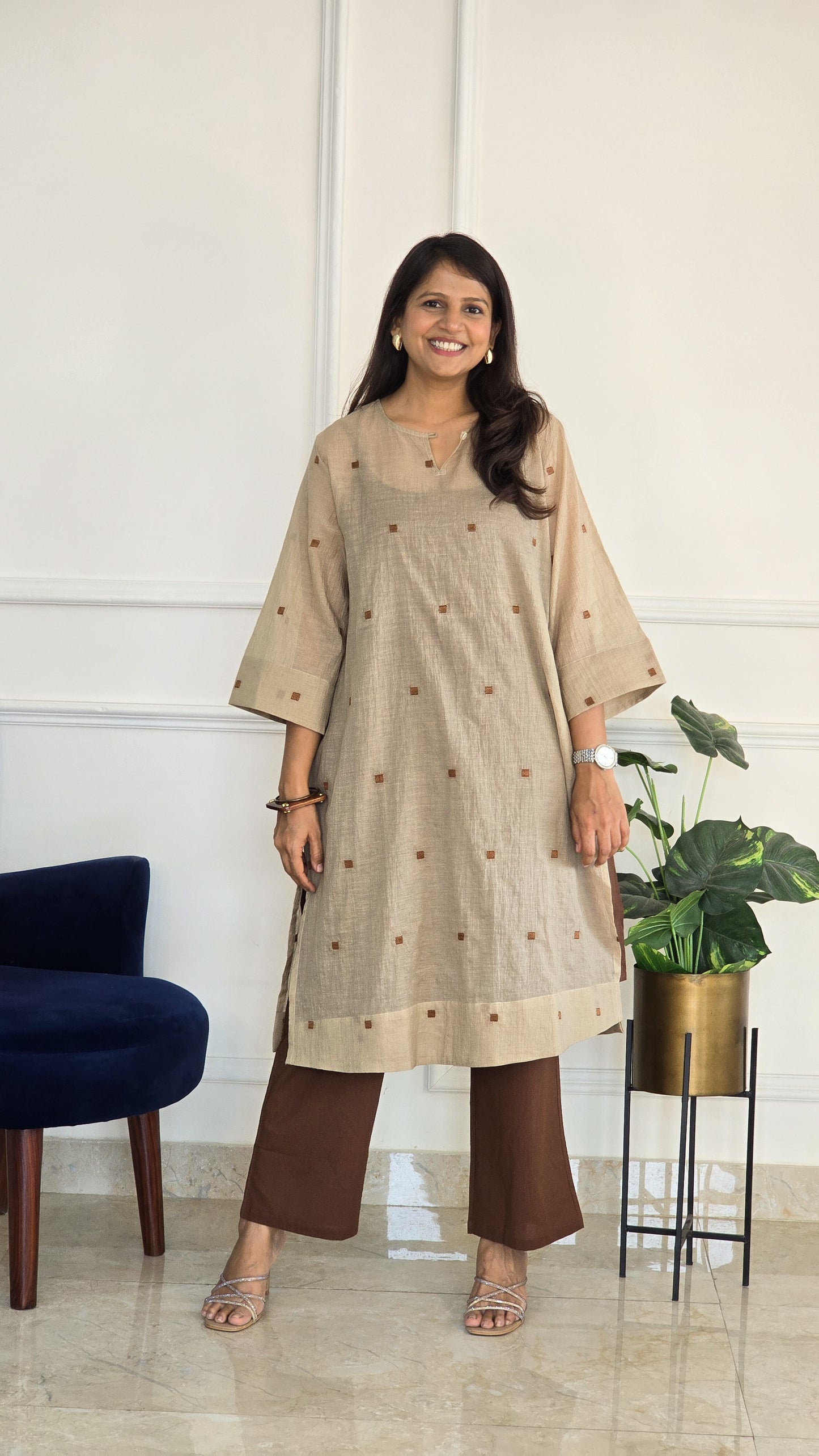 Beige Square Mul Set