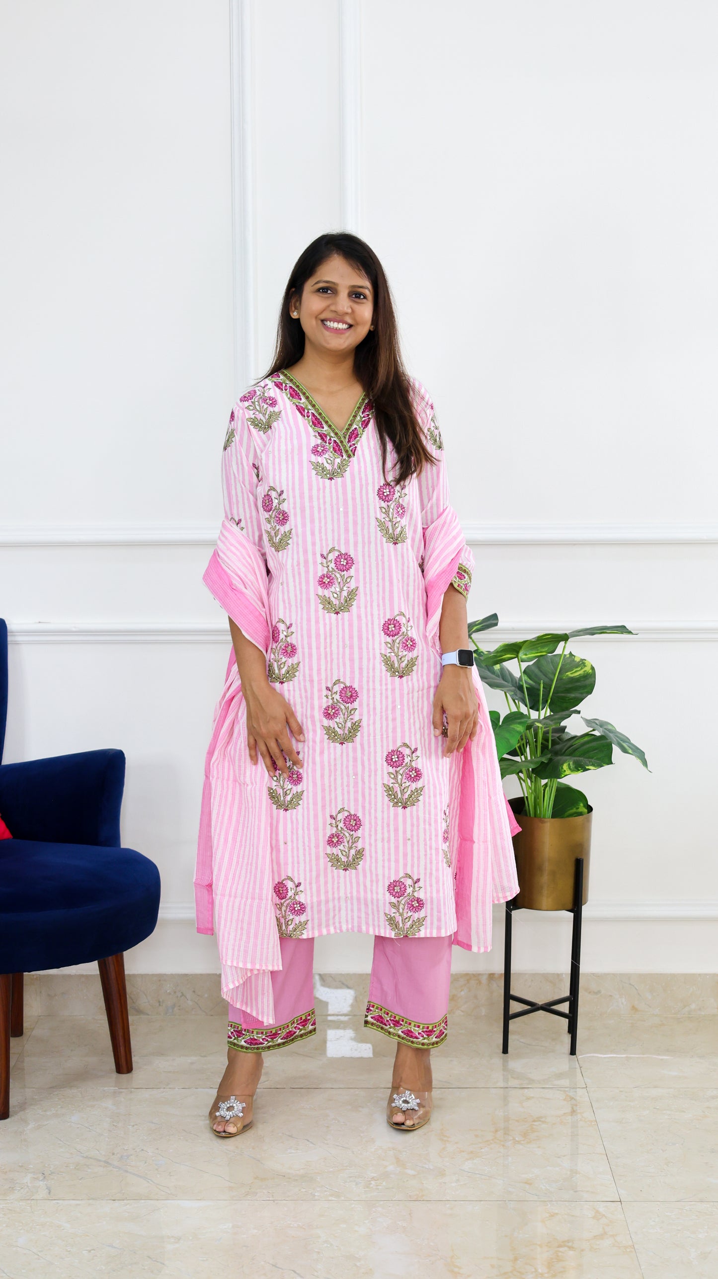 Pink Gulabo Block Print Kurta Set