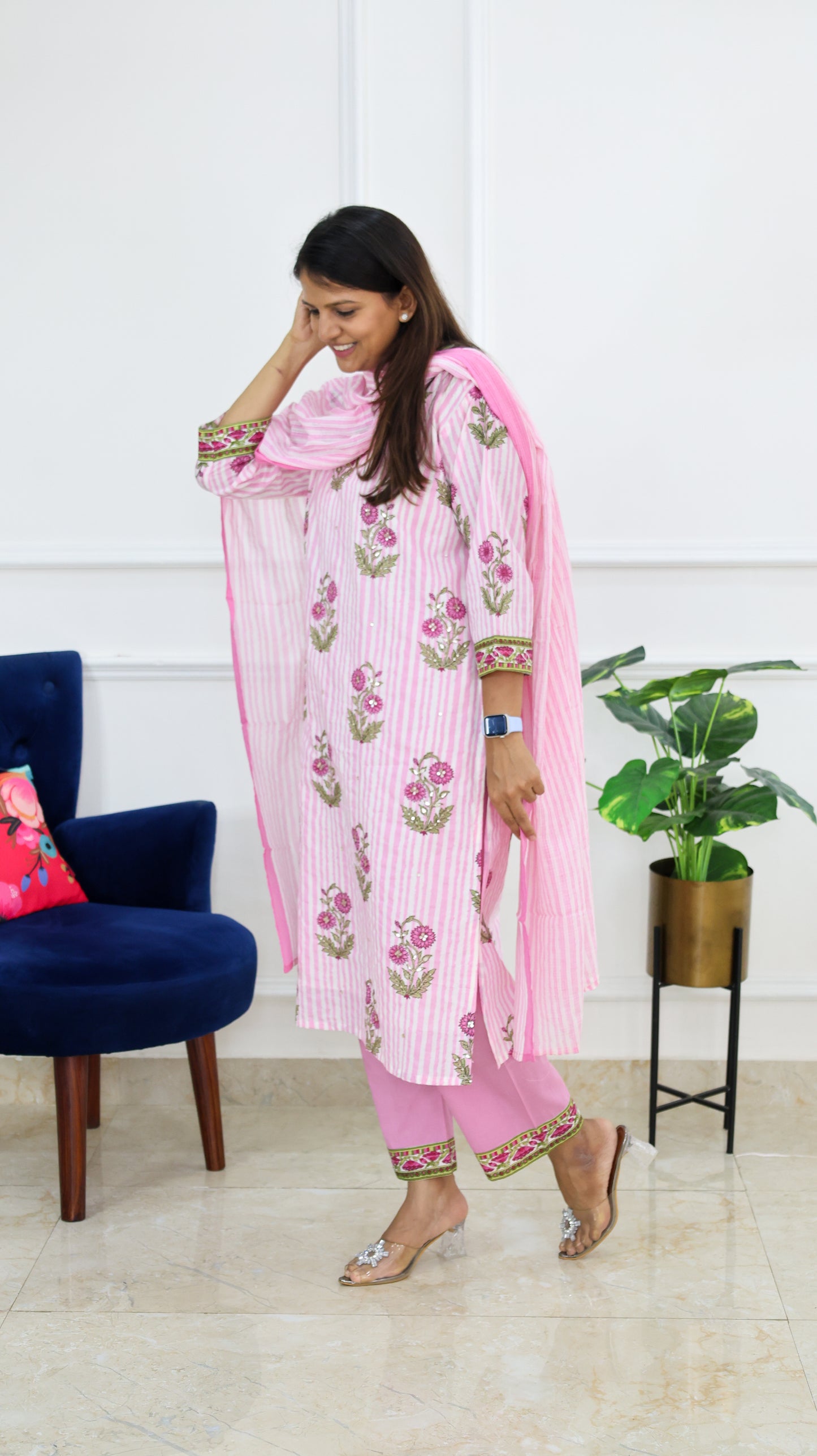 Pink Gulabo Block Print Kurta Set