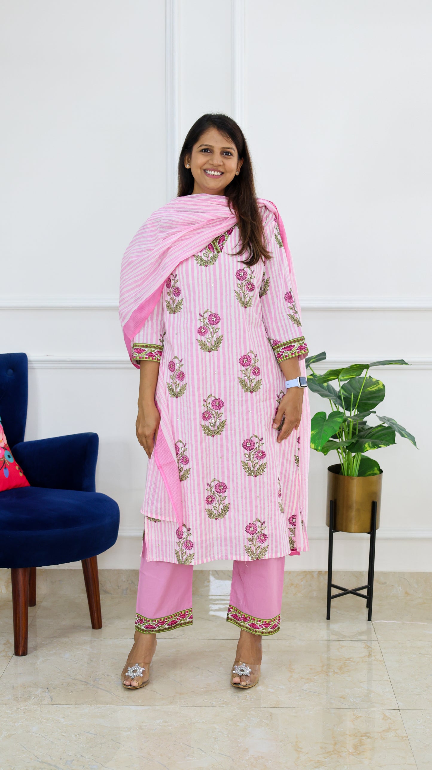 Pink Gulabo Block Print Kurta Set