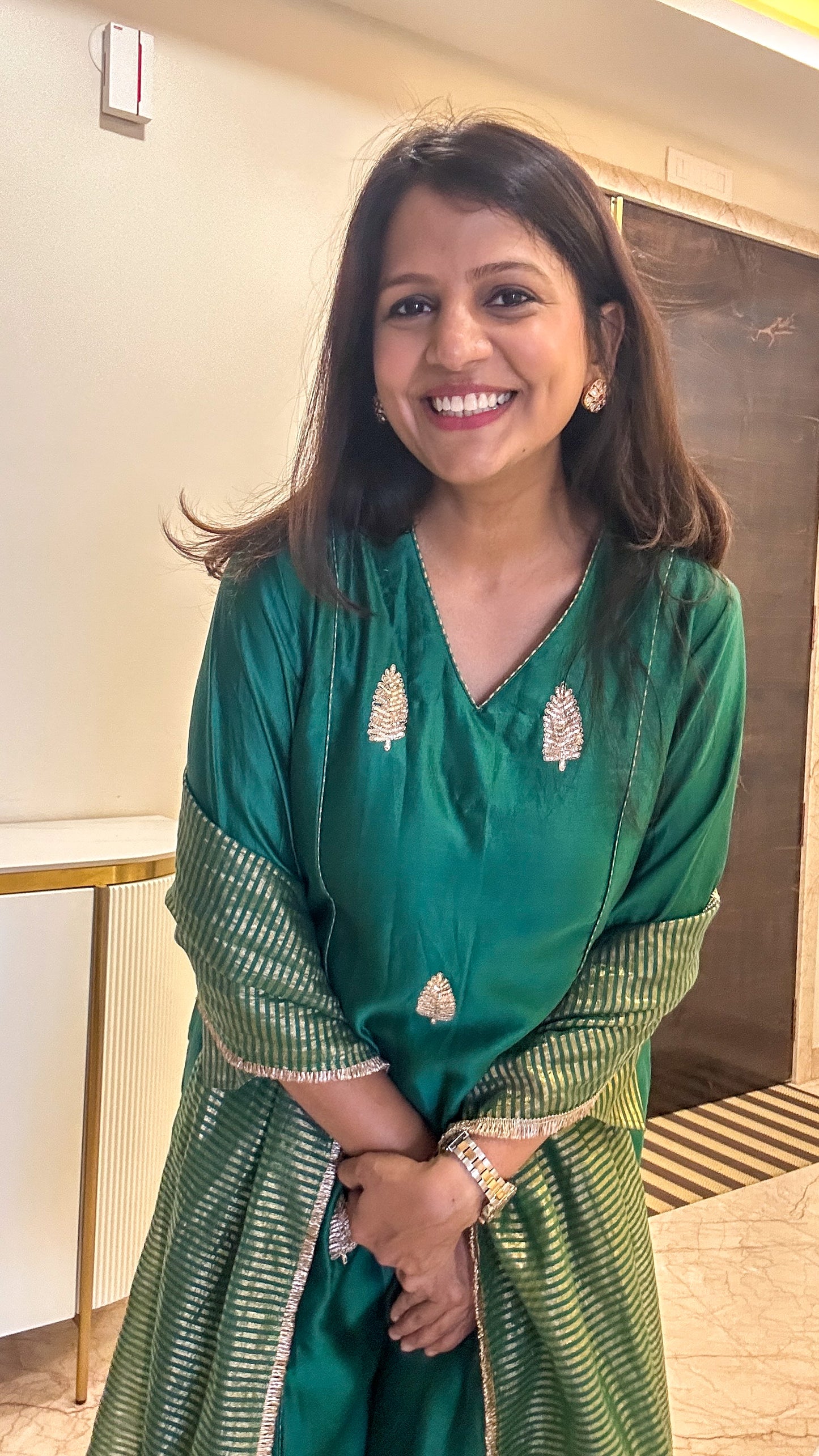 Green Gul Chanderi Suit Set