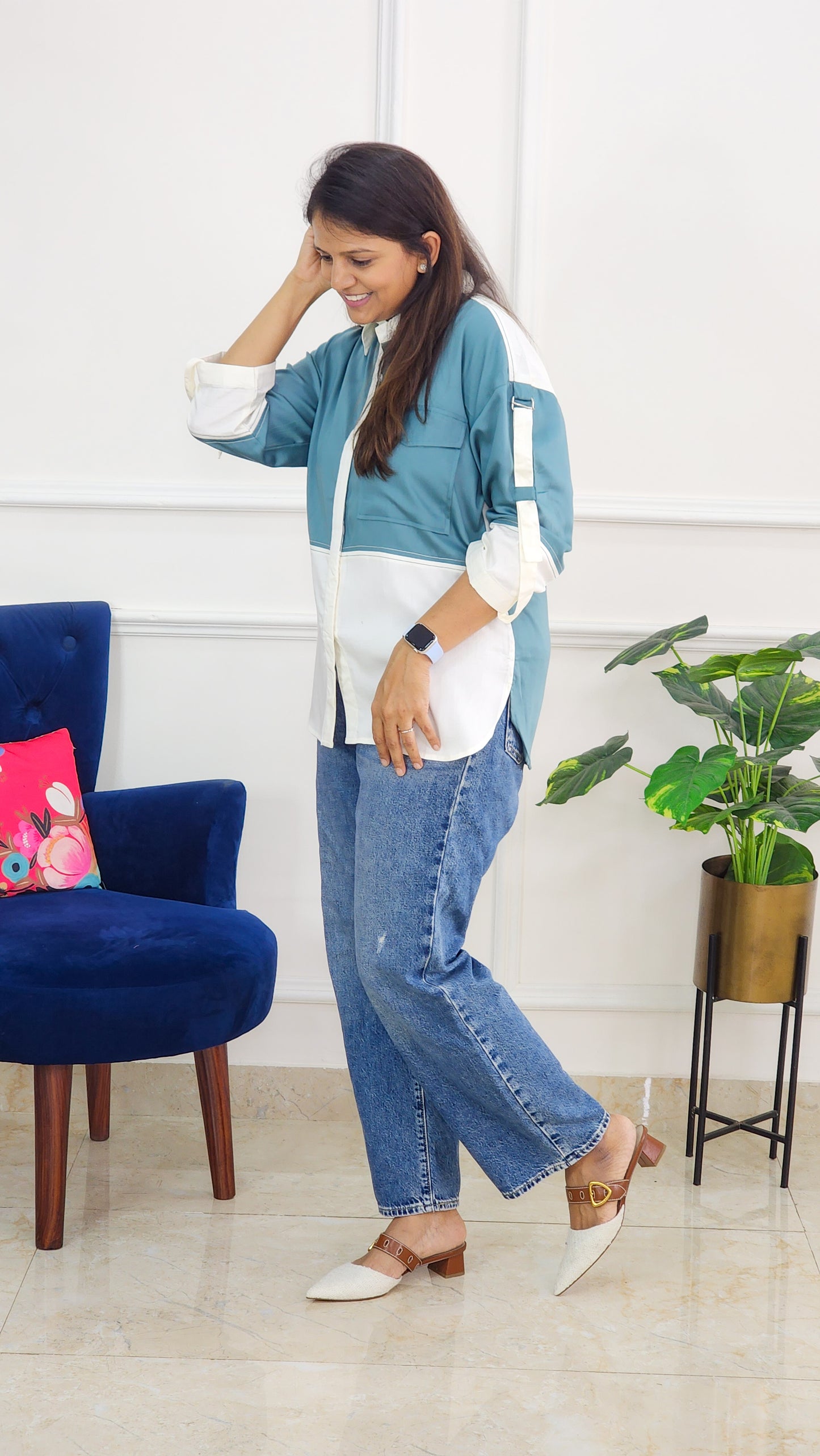 Firozi and White Shirt