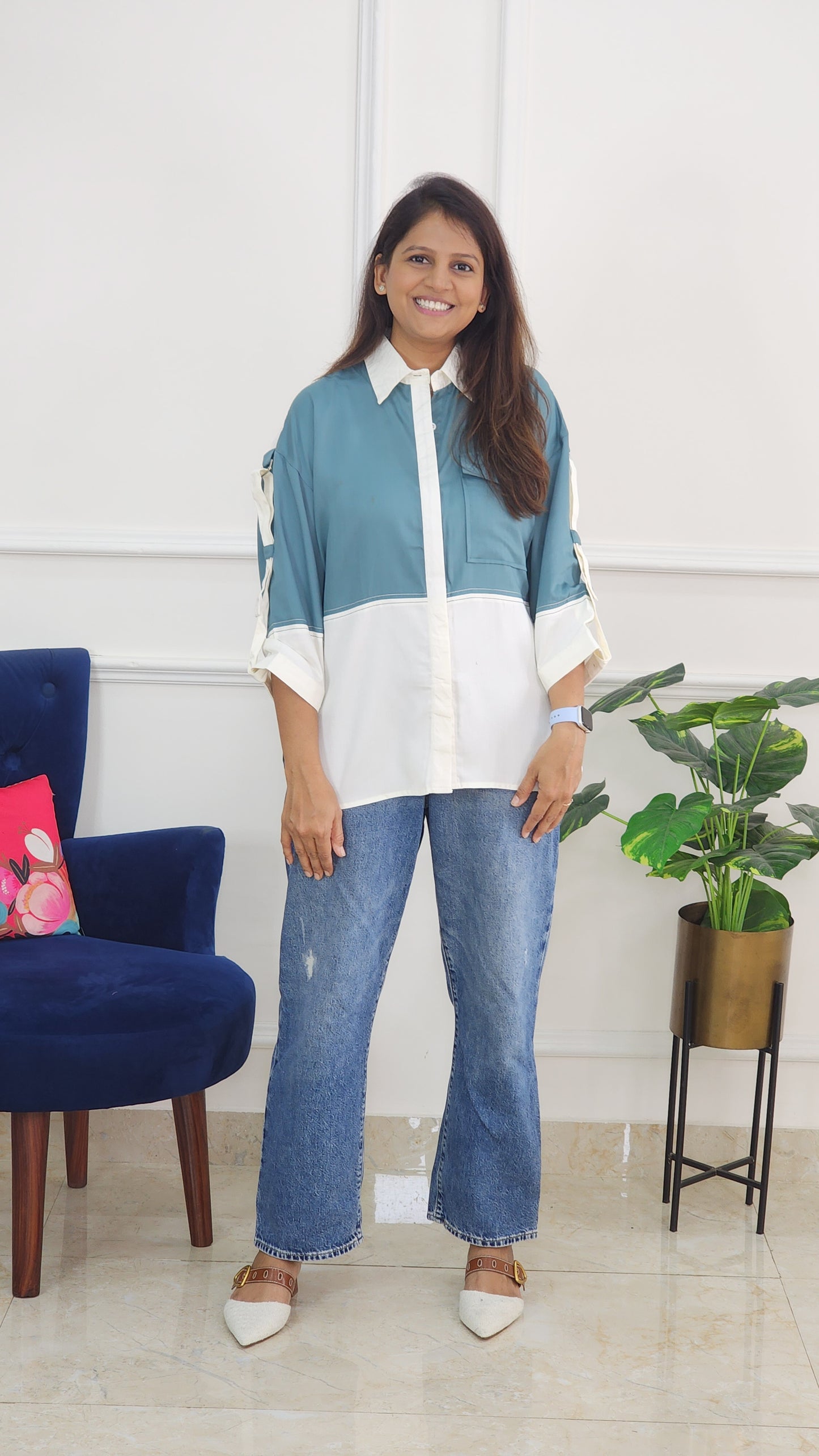 Firozi and White Shirt