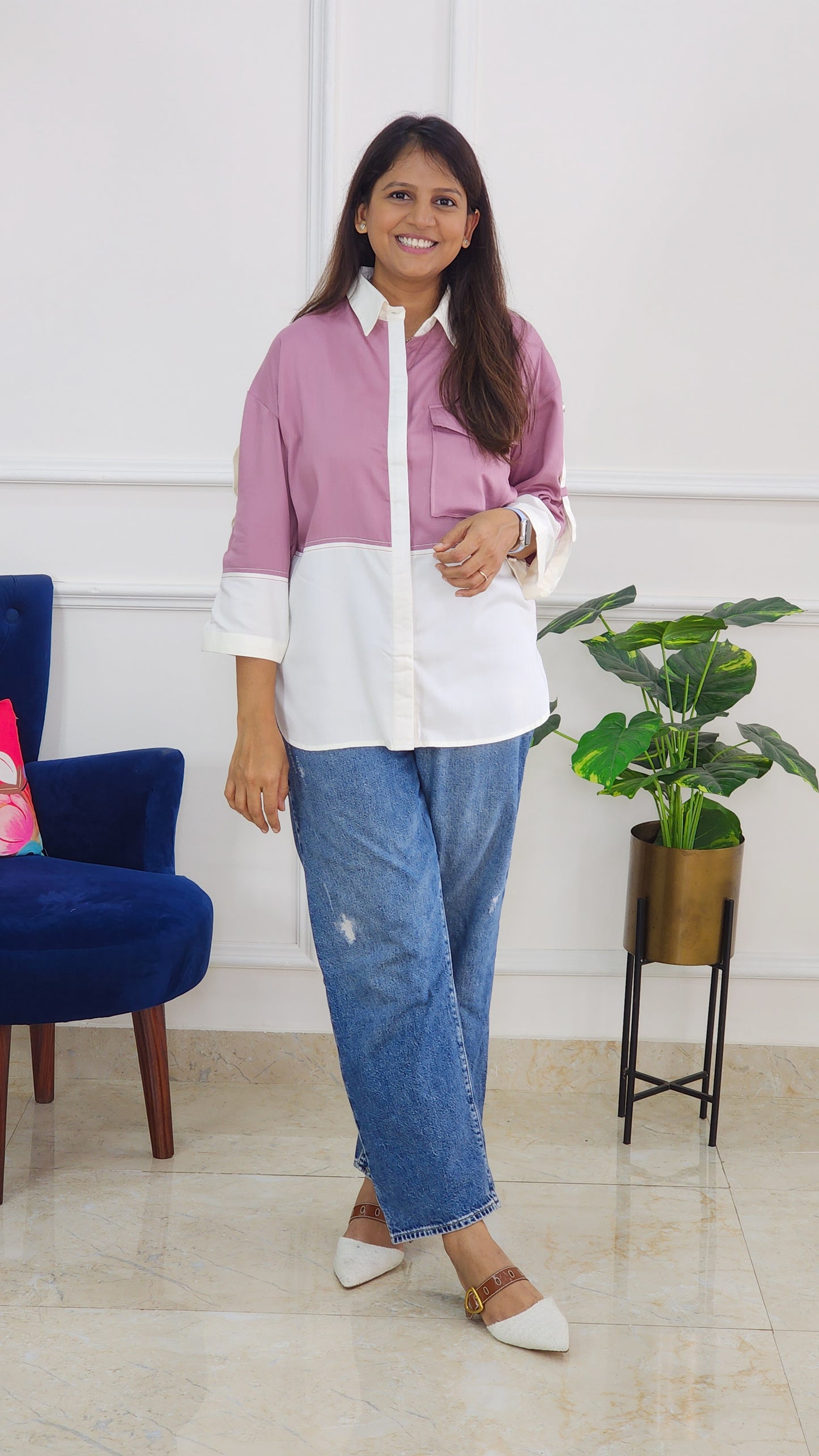 Mauve and White Shirt
