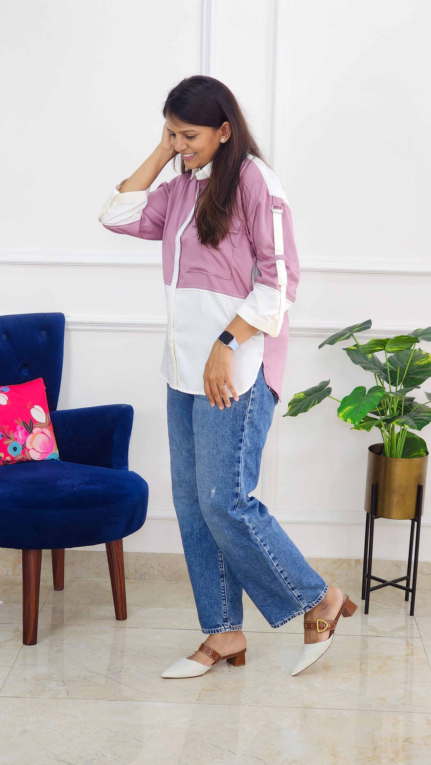 Mauve and White Shirt