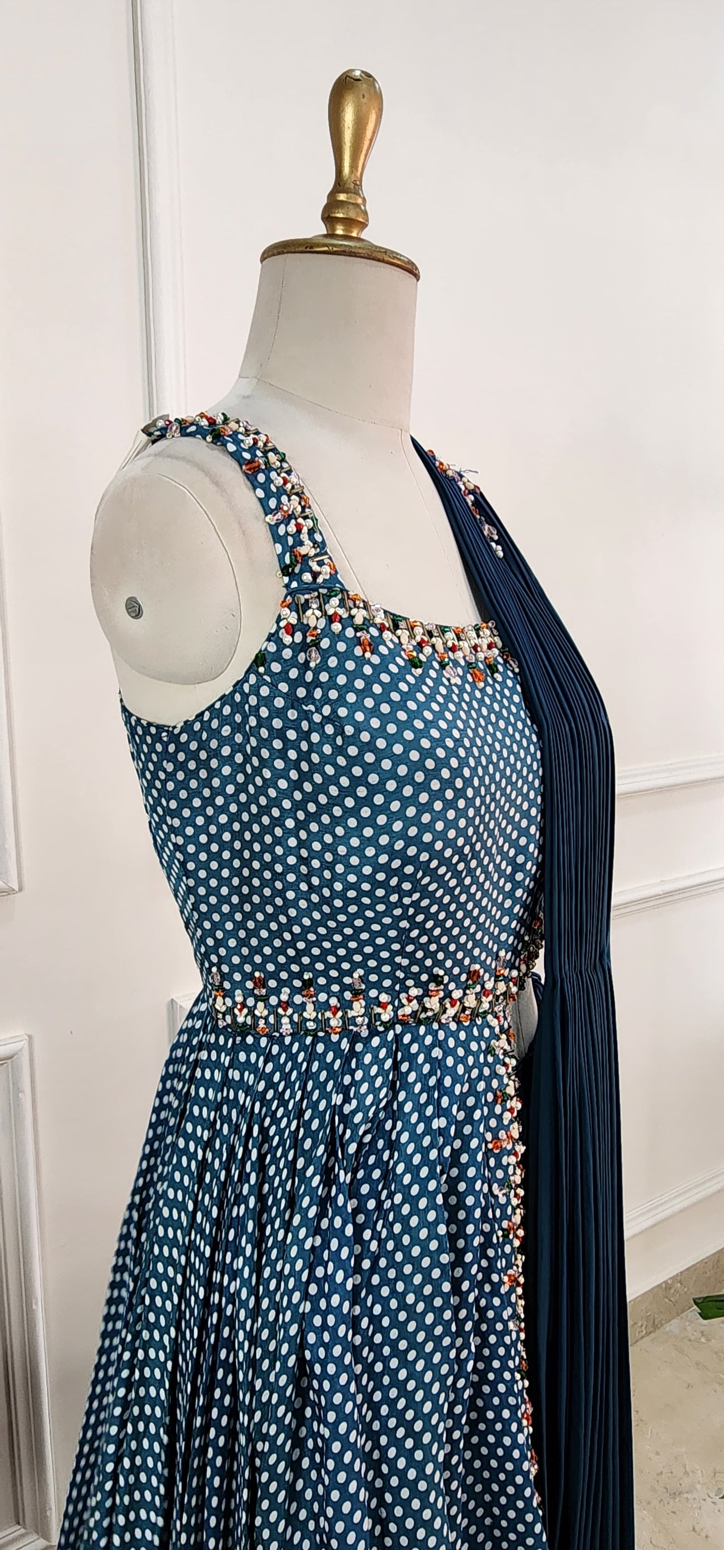 Teal Blue Printed Indowestern Set