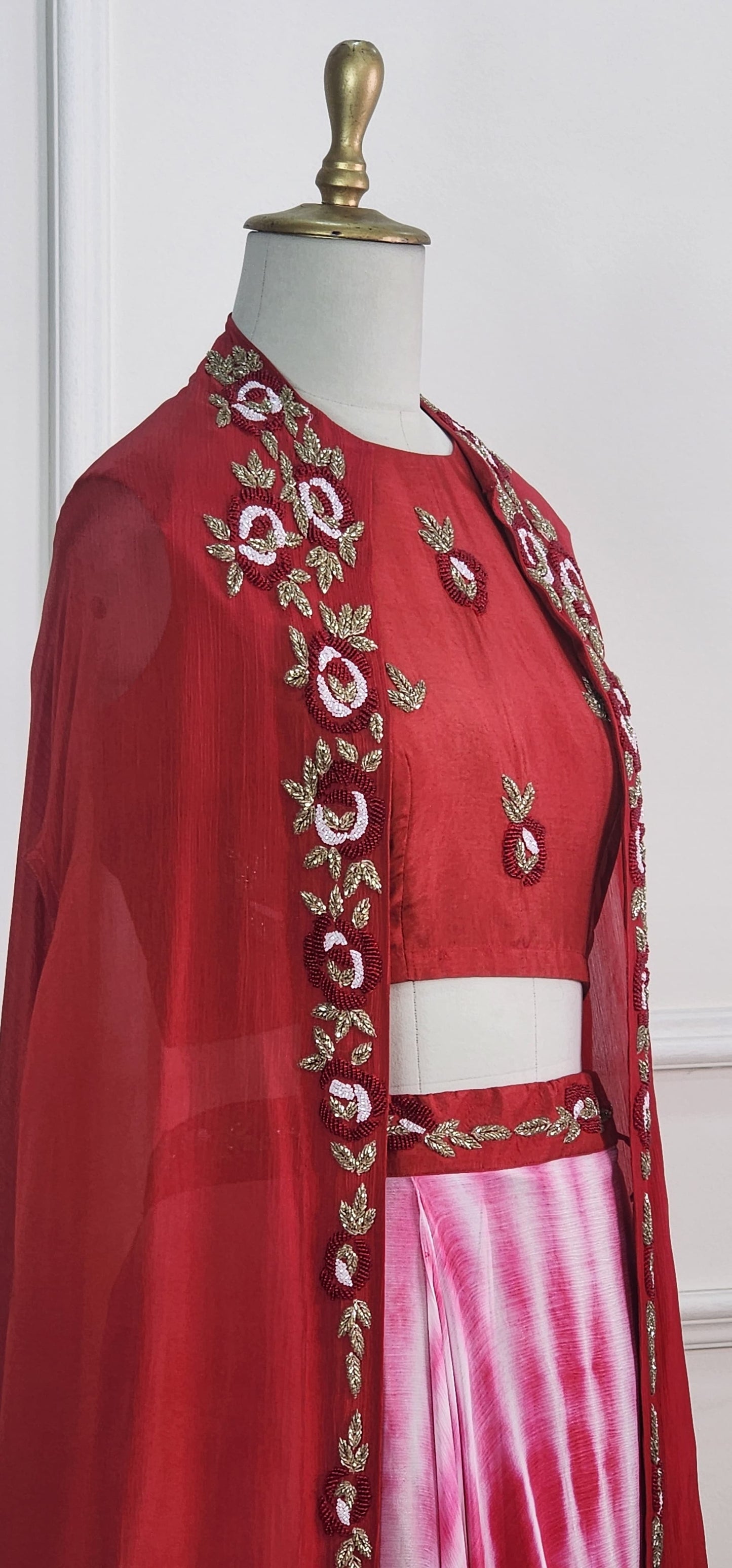 Red Tie Dye Indowestern Set