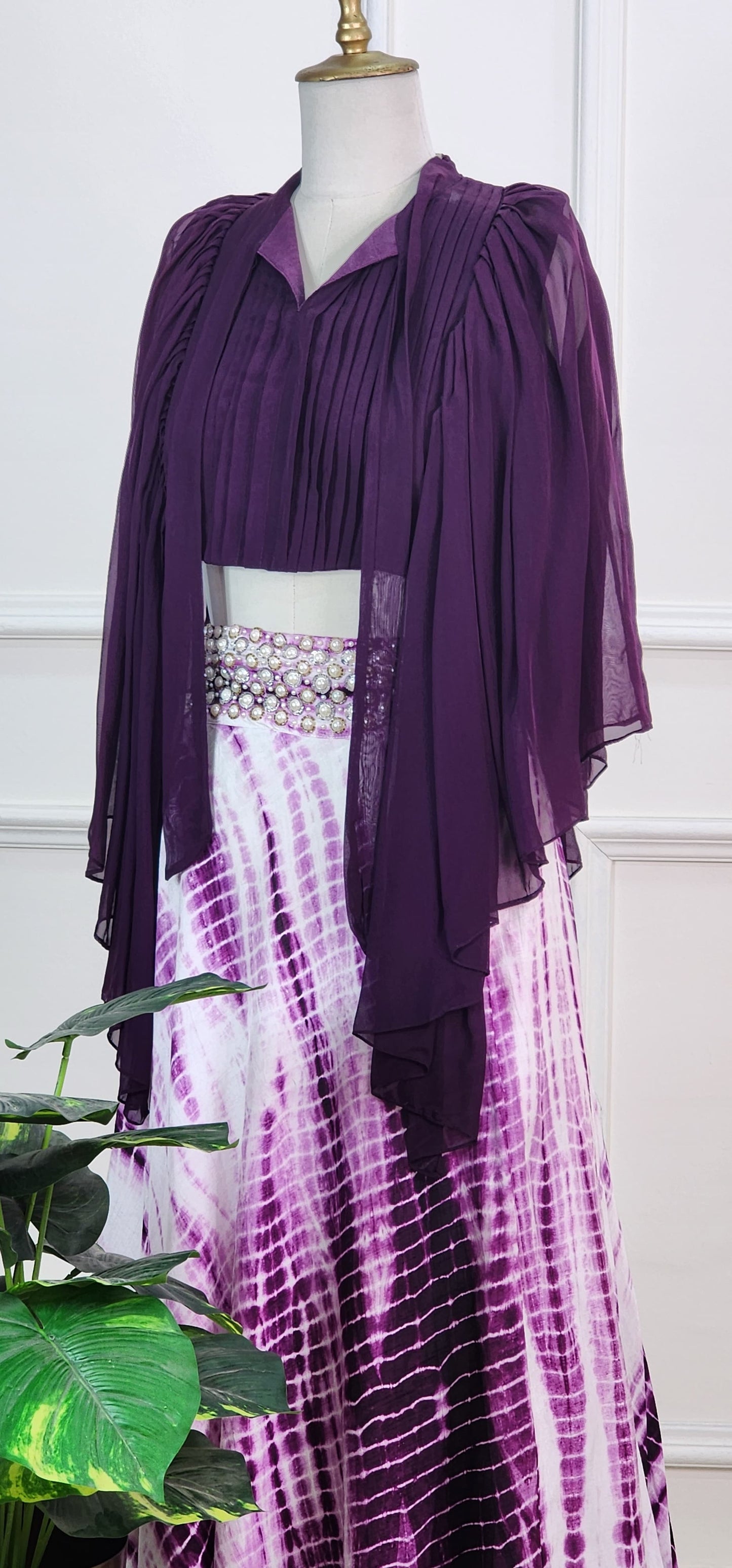 Purple Top with Tie Dye Lehenga