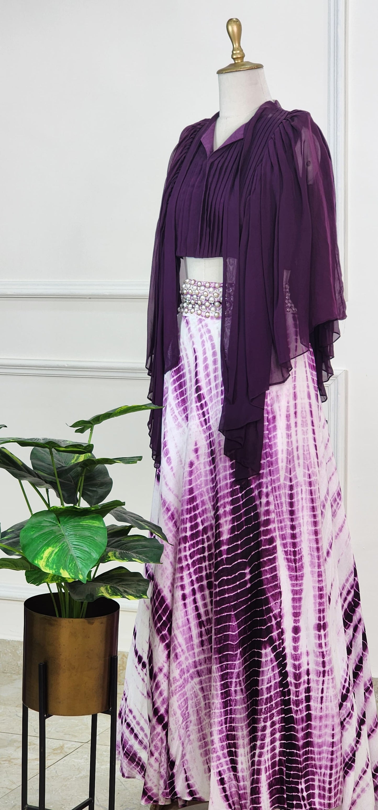 Purple Top with Tie Dye Lehenga