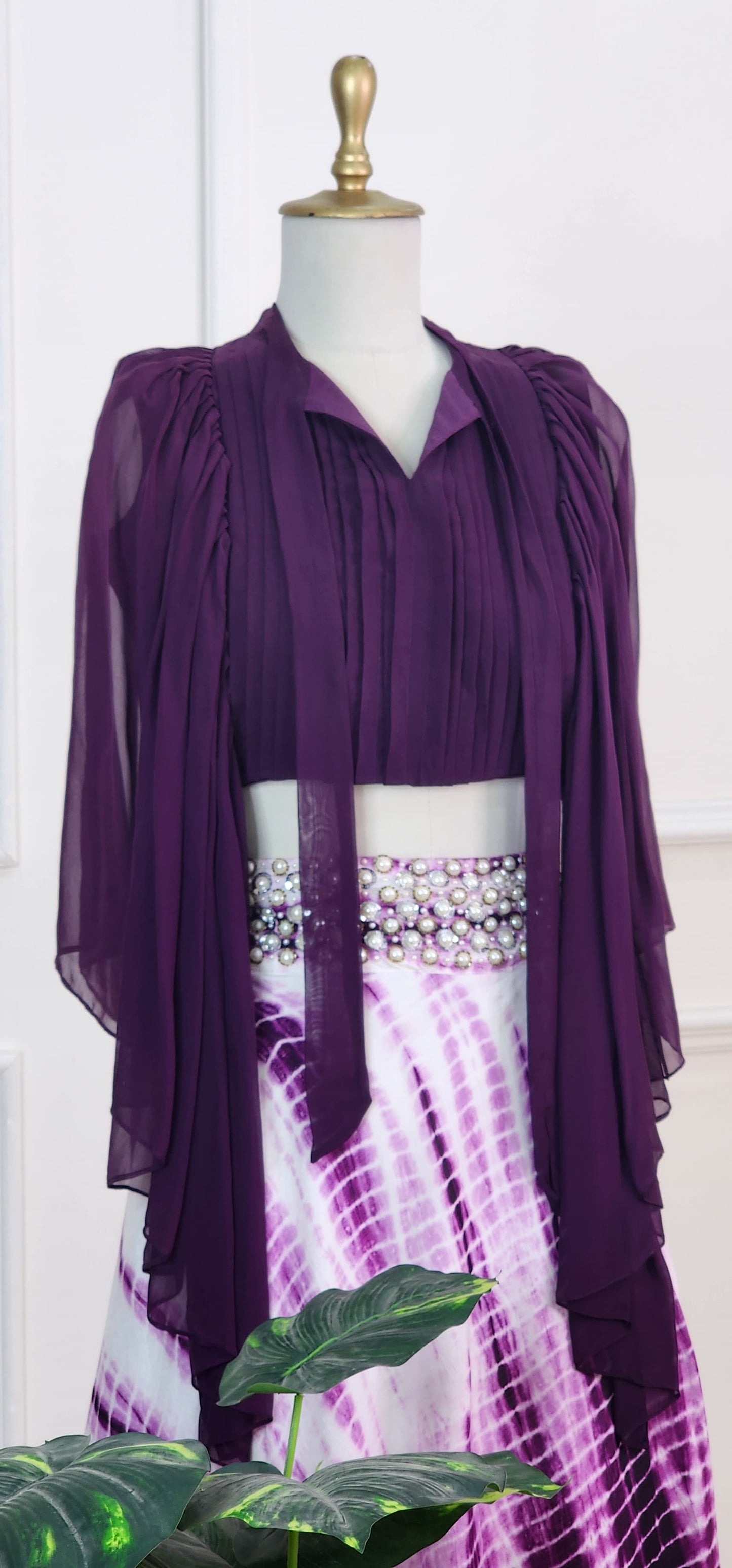 Purple Top with Tie Dye Lehenga