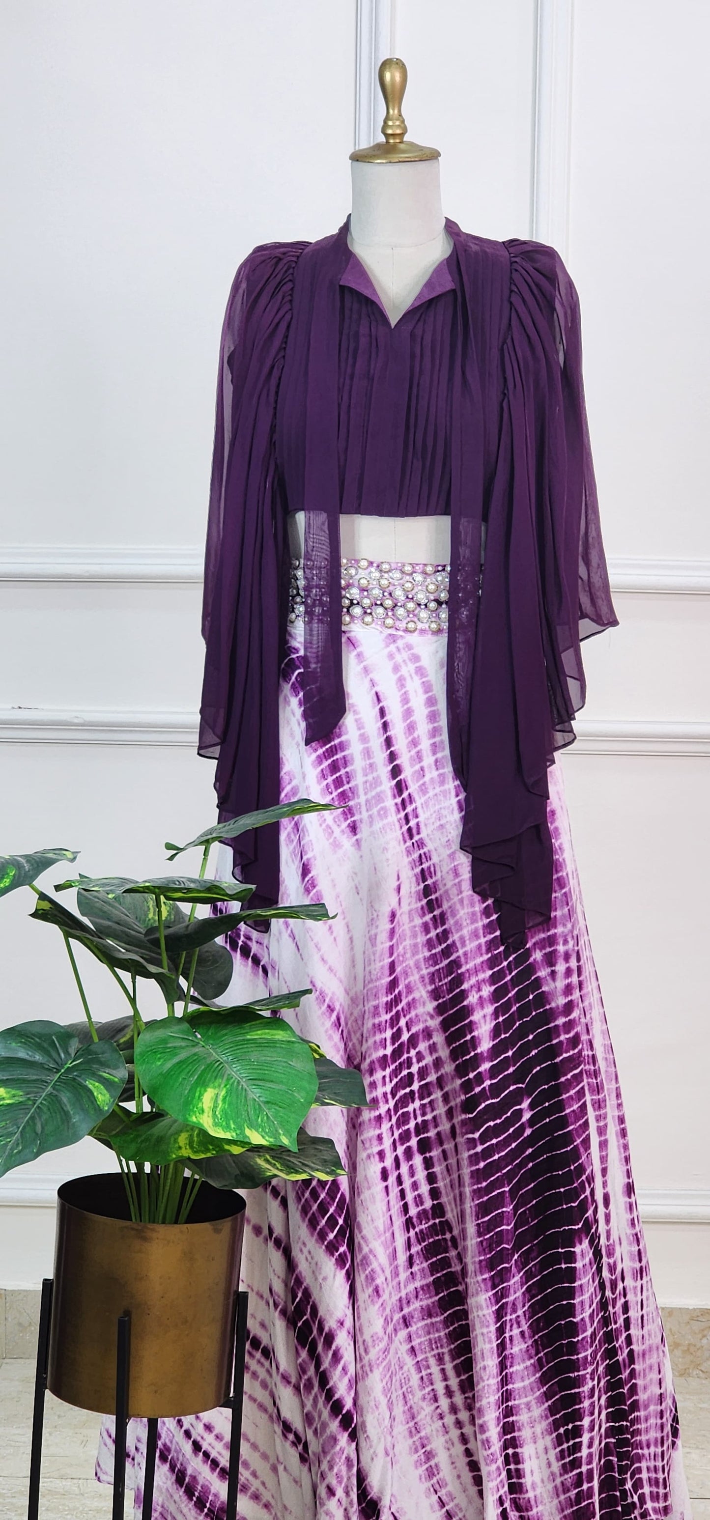 Purple Top with Tie Dye Lehenga