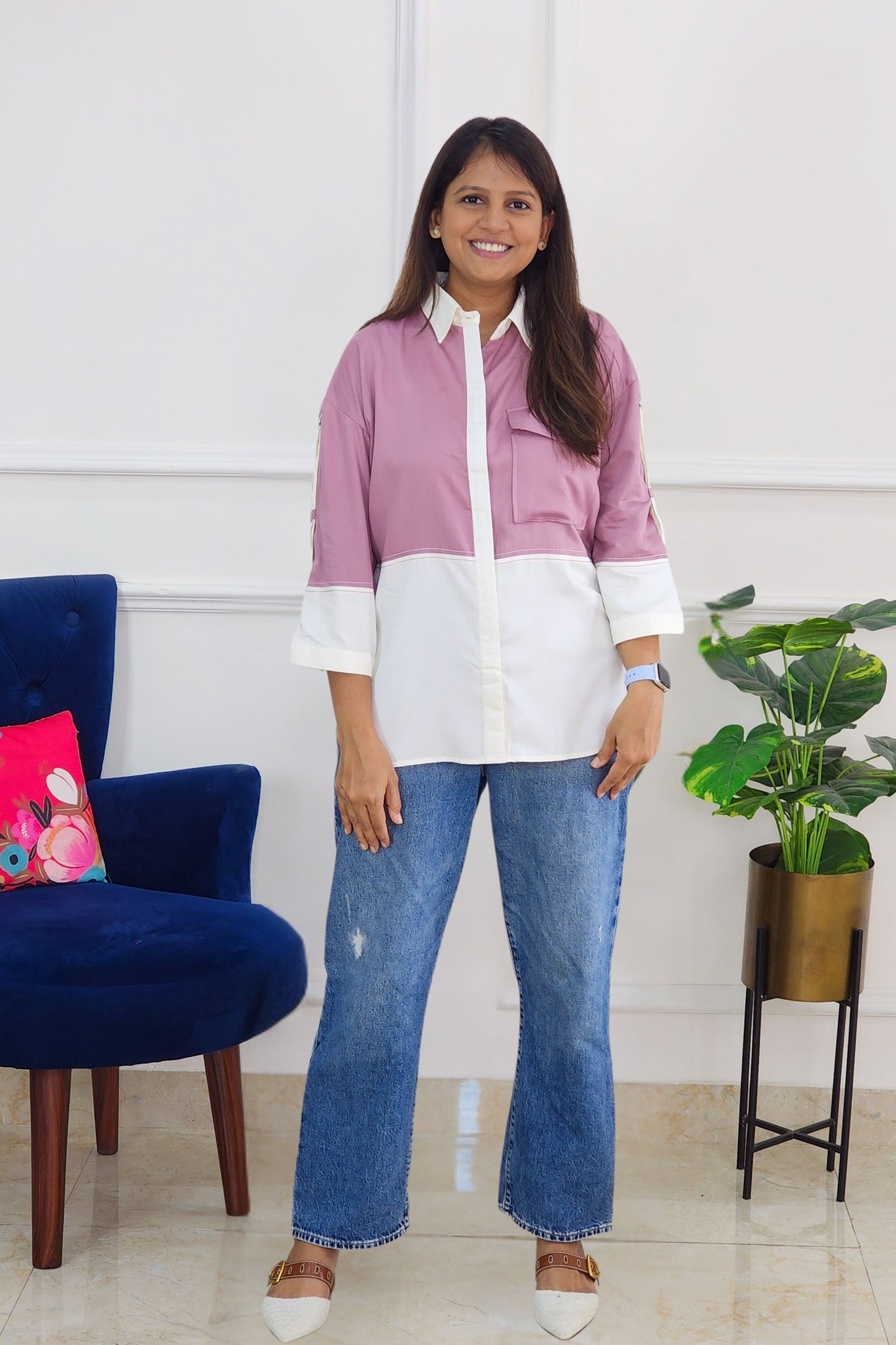 Mauve and White Shirt