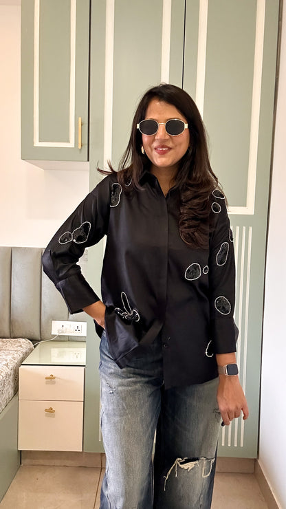 Black Rhinestone Shirt (15 days dispatch)