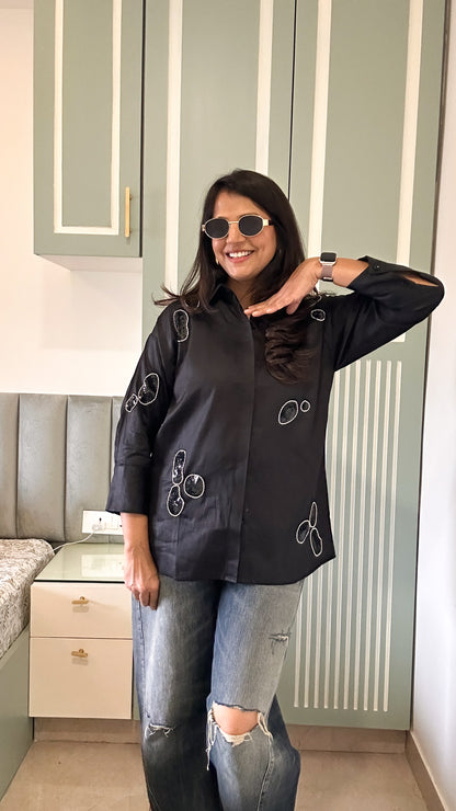 Black Rhinestone Shirt (15 days dispatch)