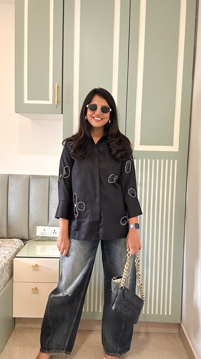 Black Rhinestone Shirt (15 days dispatch)