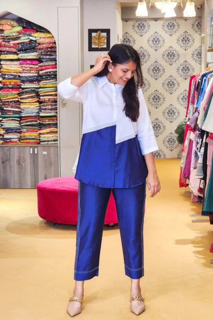 Ink Blue and White Patterned Co Ord