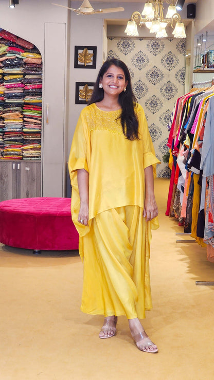 Yellow Heavily Embellished Neck and Harem Palazzo