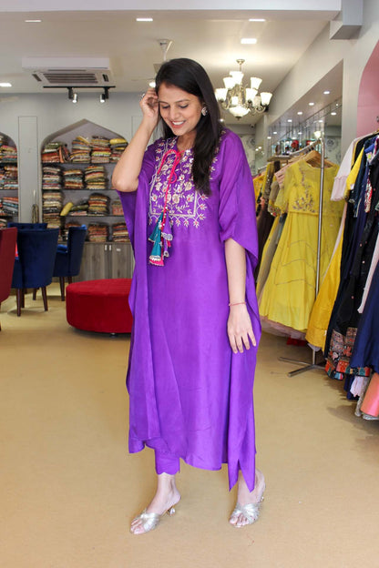 Vibrant Purple Zardosi kaftan