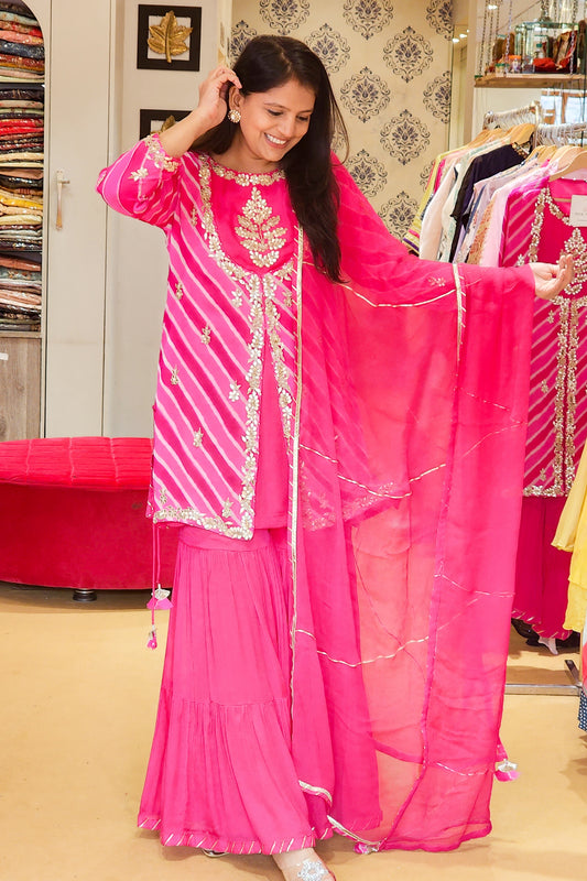 Rani Leheriya Gota Kurta and Palazzo Set