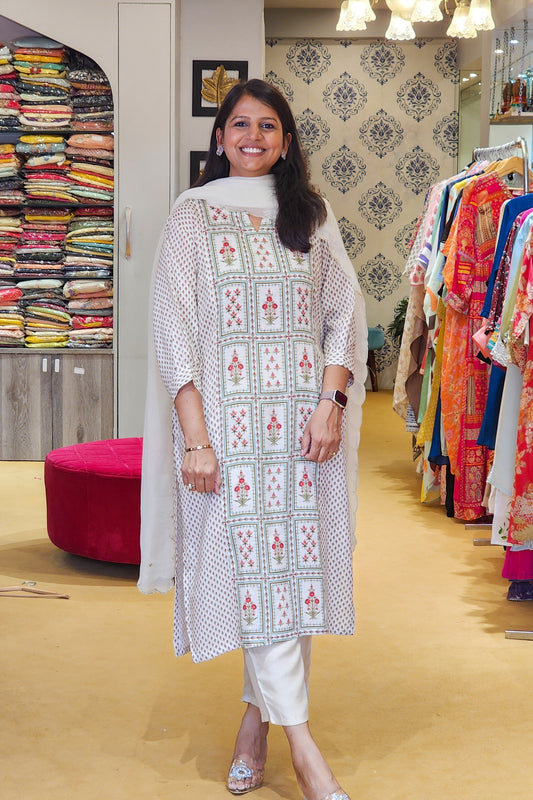 Mughal Print Linen Suit Set