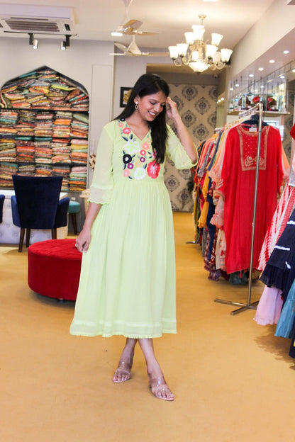 Blooming Neon Yellow Tunic Dress