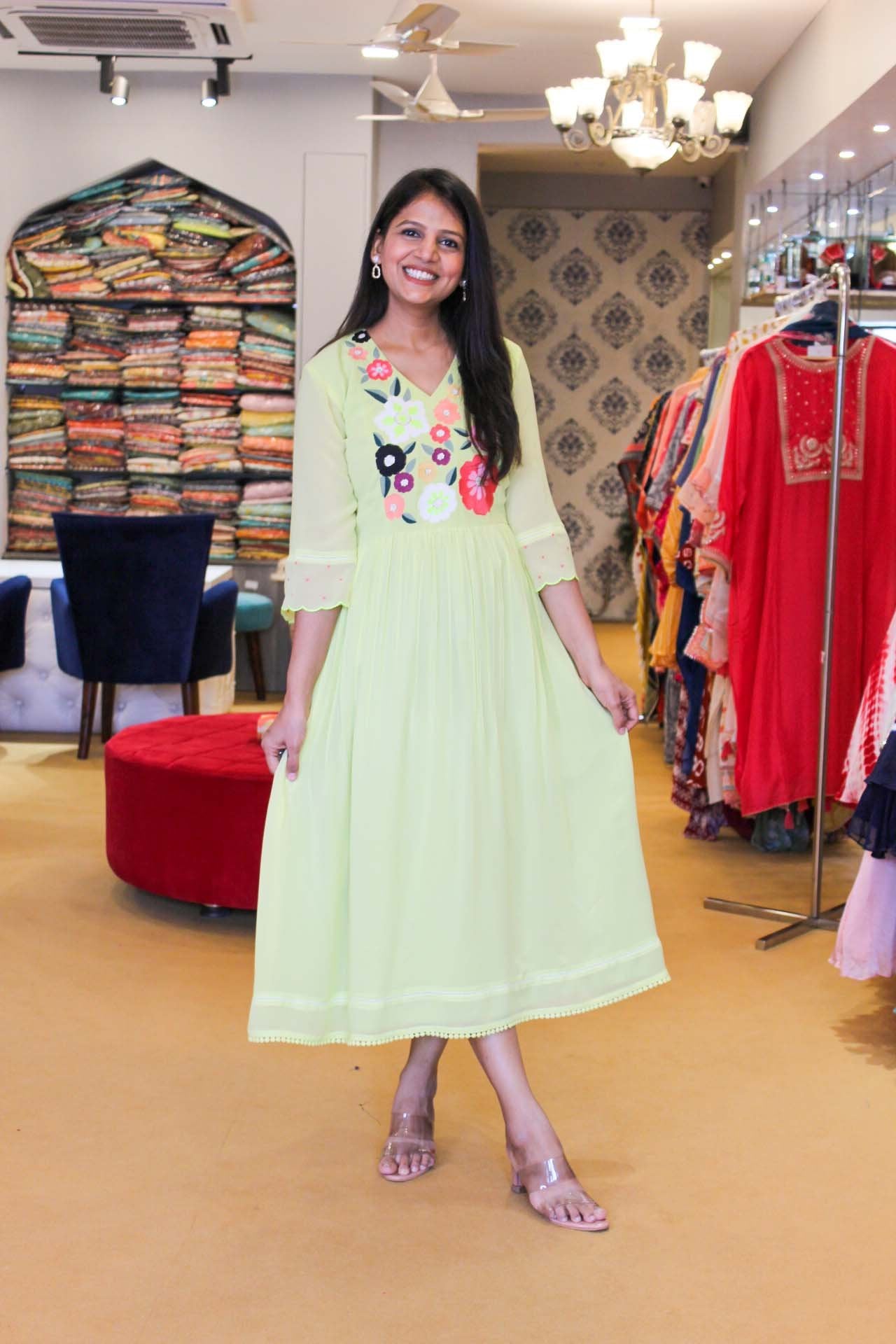 Blooming Neon Yellow Tunic Dress