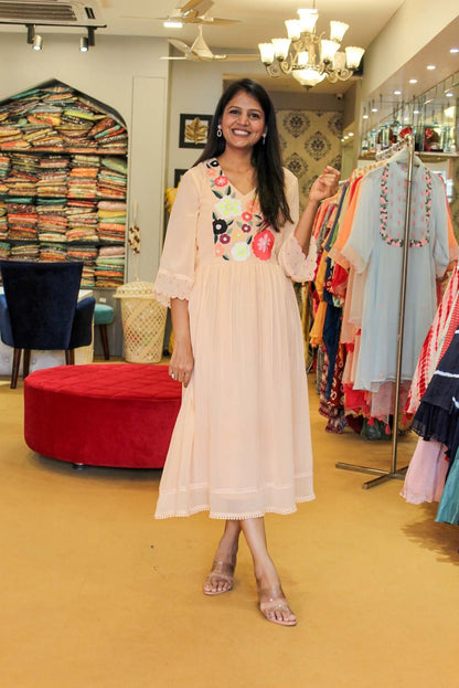 Blooming Flower Peach Tunic Dress