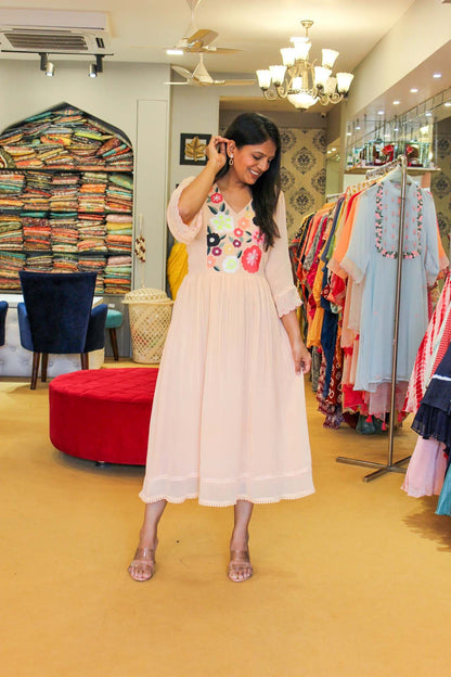 Blooming Flower Peach Tunic Dress