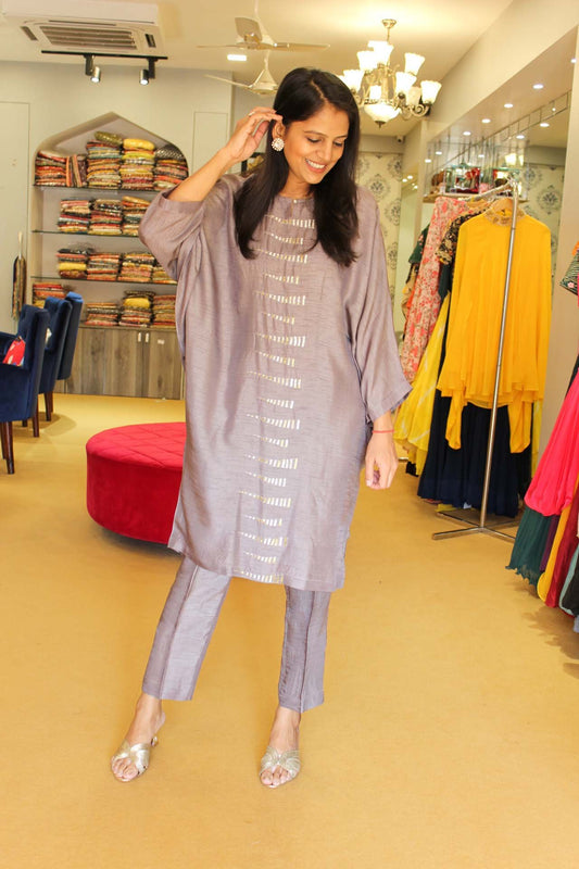 Dove Grey Kaftan Co Ord Set