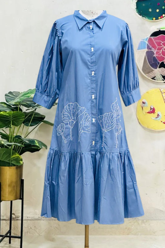 Blue Tulip Embroidery Tunic