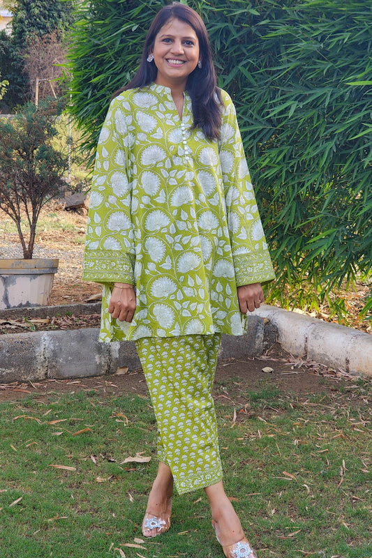 Green Floral Salwar and Kurta Set
