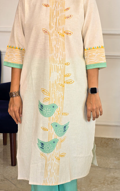 Blue Handloom Kurta Set