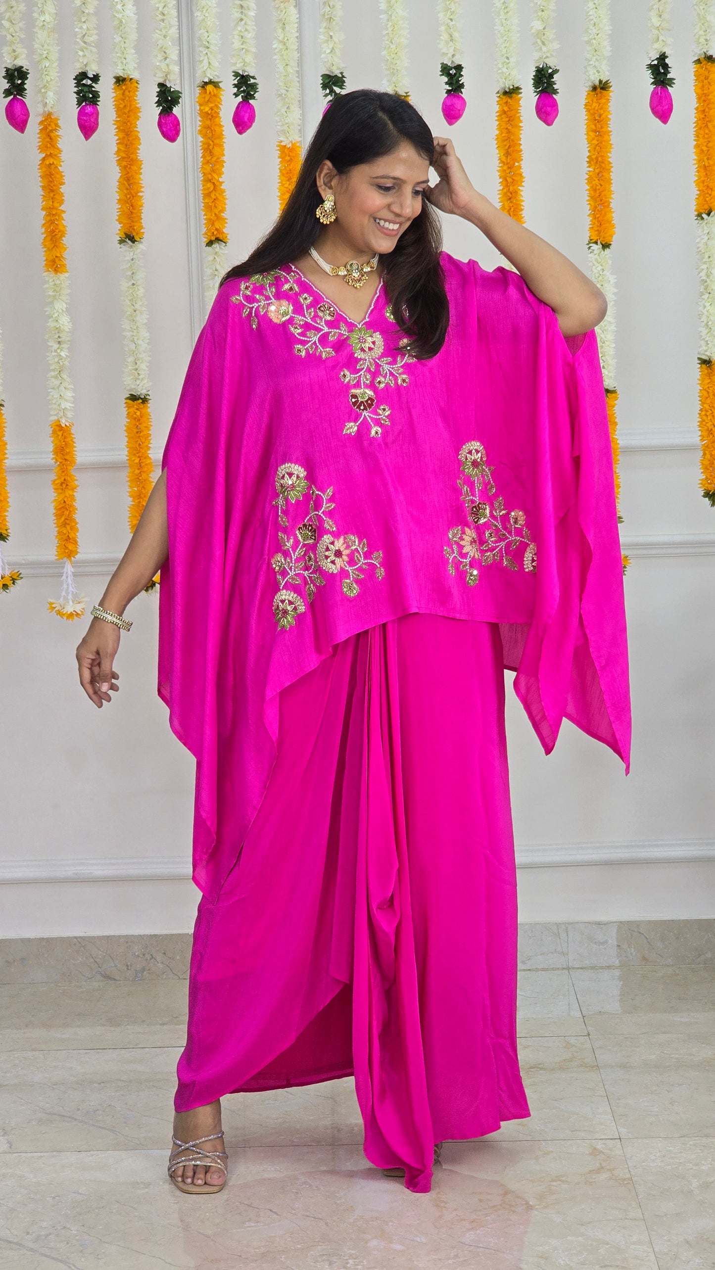 Pink Gulmohar Cape Set