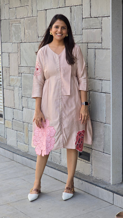 Beige Flower Applique Tunic