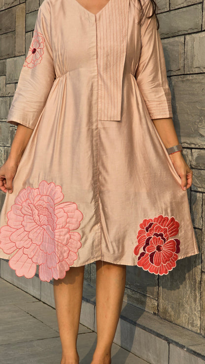 Beige Flower Applique Tunic