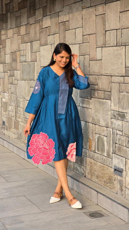 Teal Flower Applique Tunic
