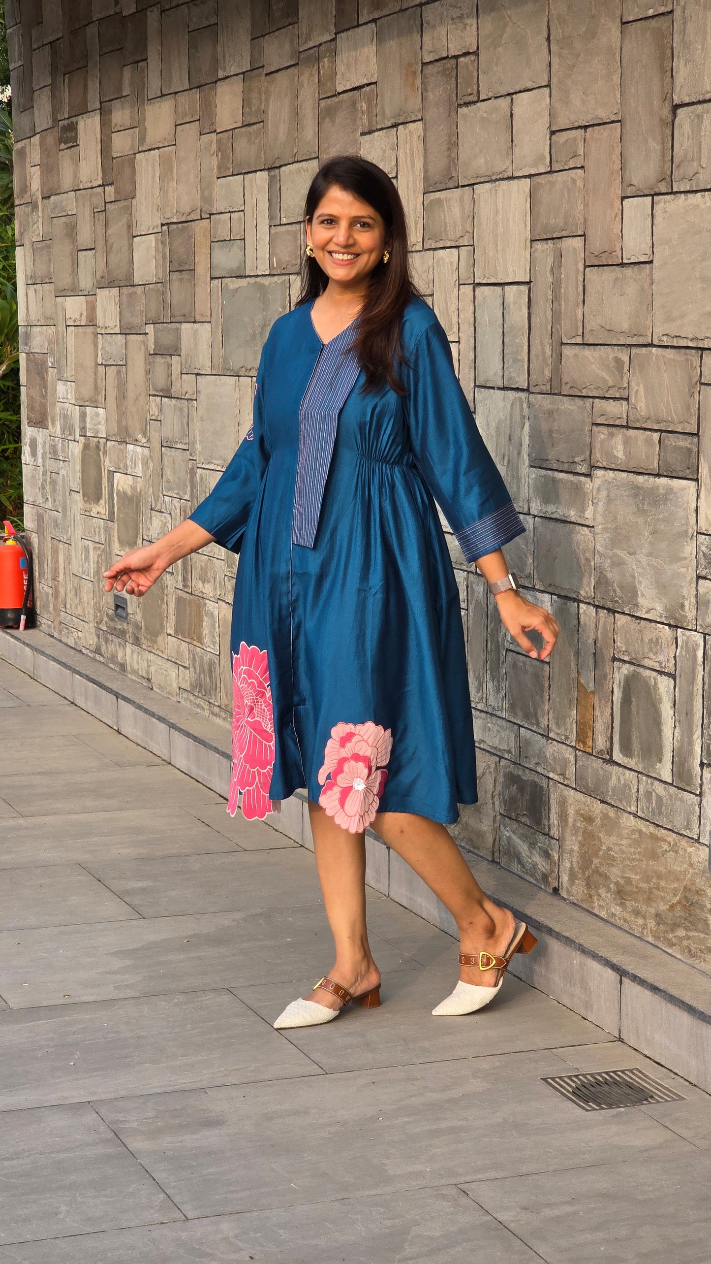 Teal Flower Applique Tunic