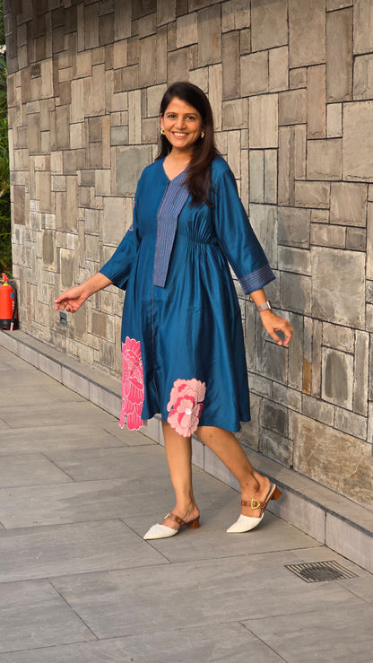 Teal Flower Applique Tunic