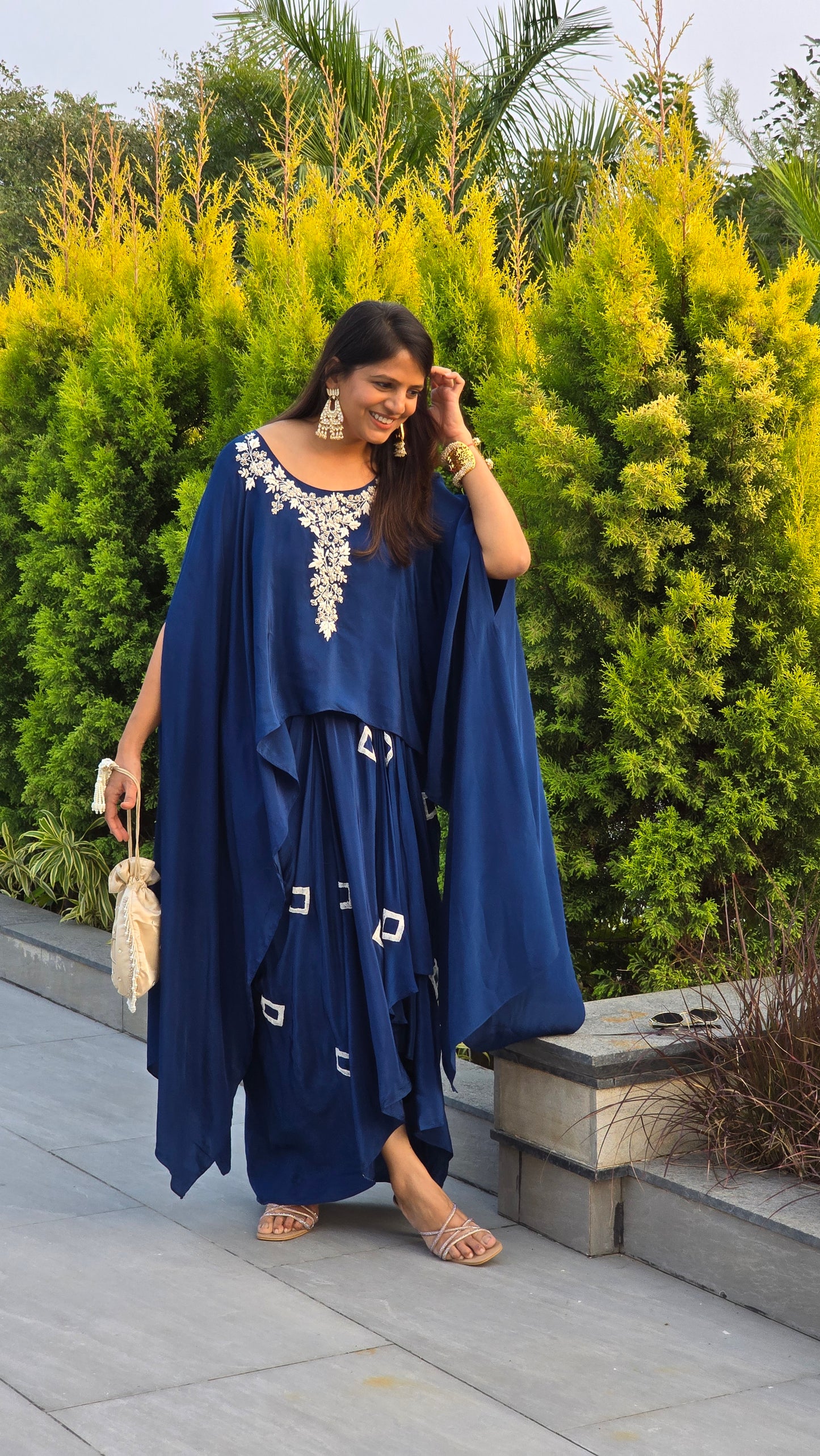 Blue Fusion Cape Top and Skirt Set