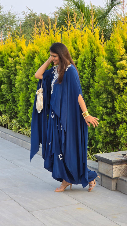 Blue Fusion Cape Top and Skirt Set
