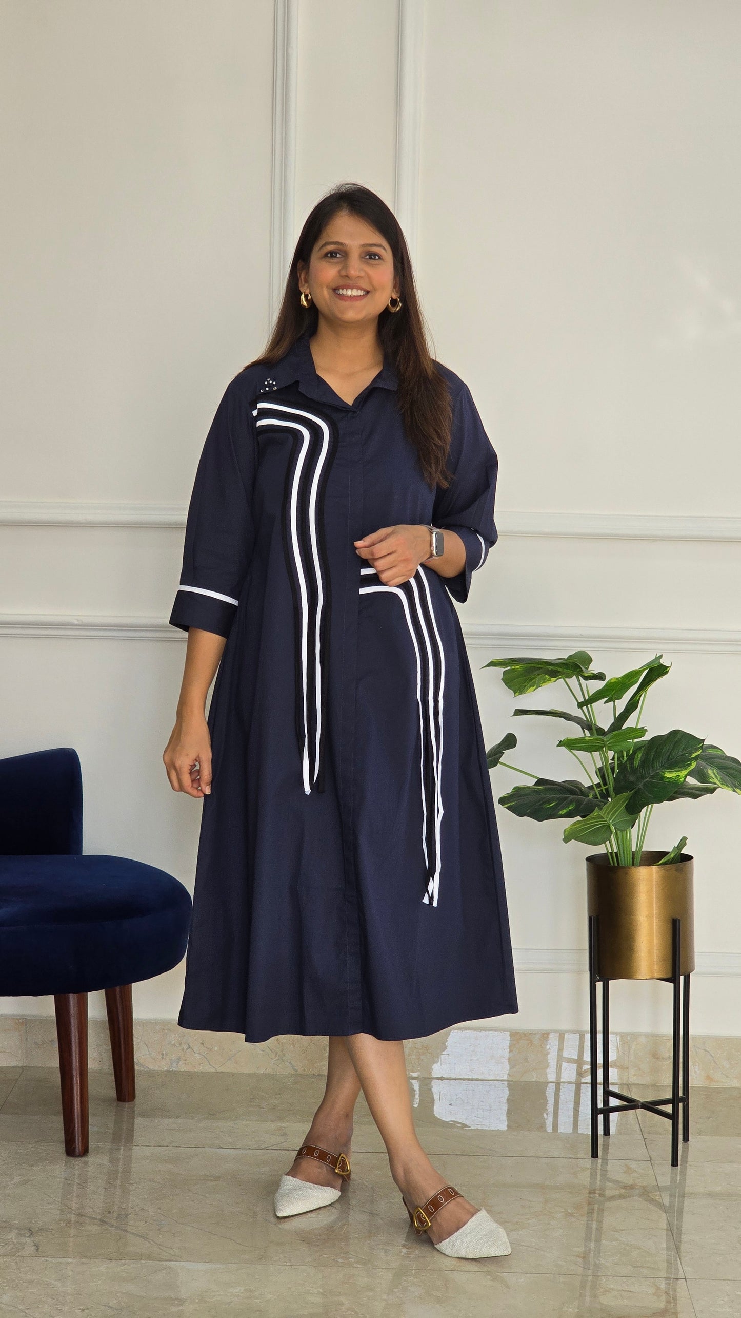 Stripe Pleated Tunic