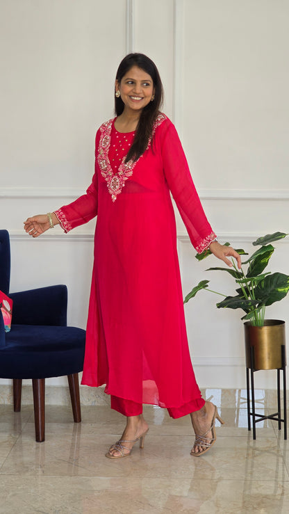 Pink Noor Organza Set